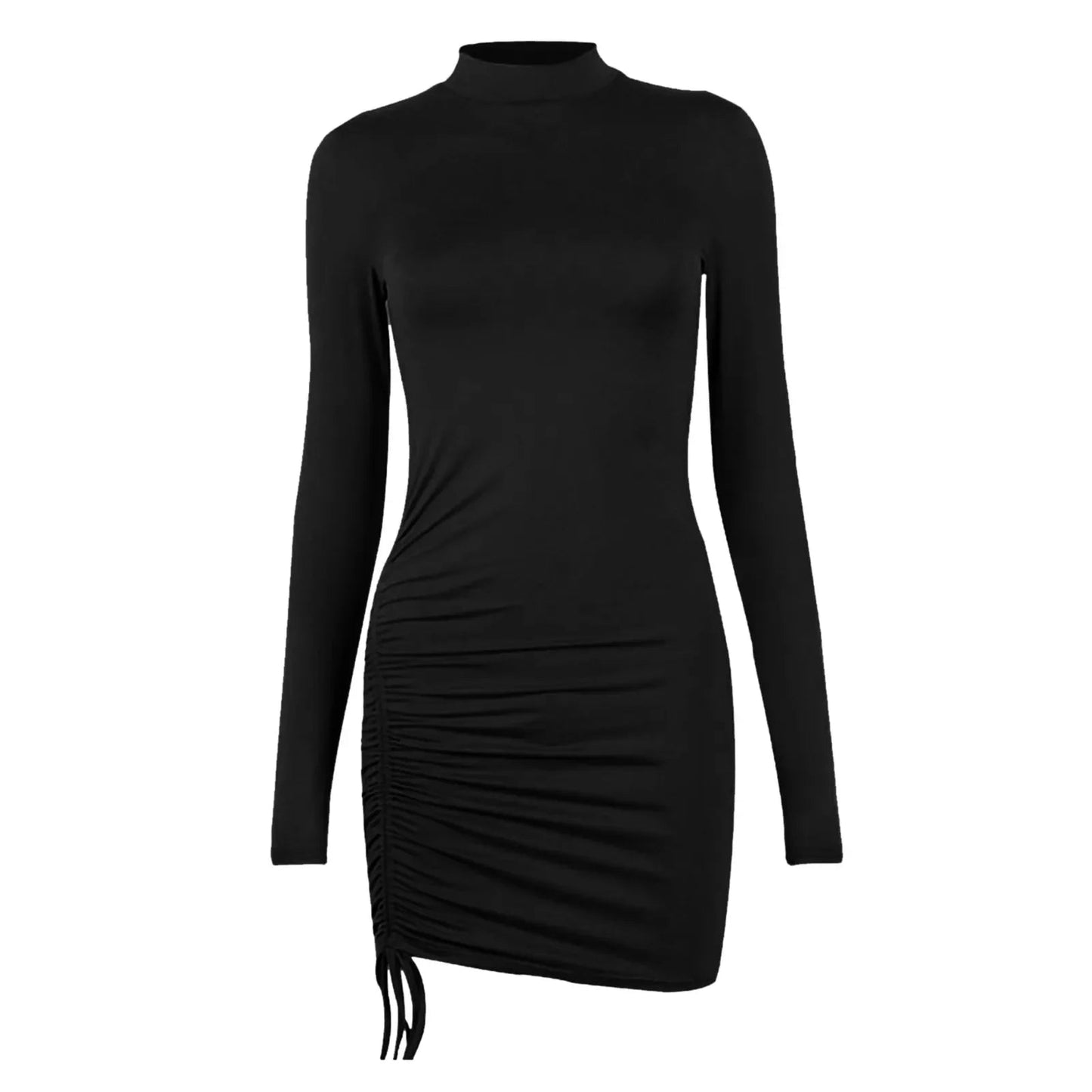 Female Dresses Outfits Women'S Dress Long Sleeve Solid Color Drawstring O - Neck Tight - Fitting Vestidos De Fiesta Elegantes 2025 - PratSN