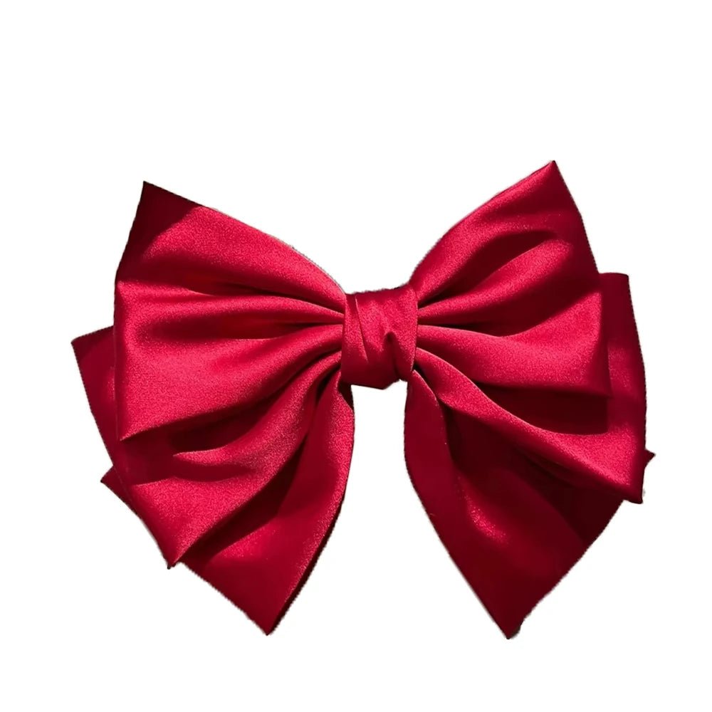Female Satin Bow Hairpin Ponytail Clip Two - layer Bowknot Ribbon Spring Clip Temperament Accessories Korean Fashion Elegant - PratSN