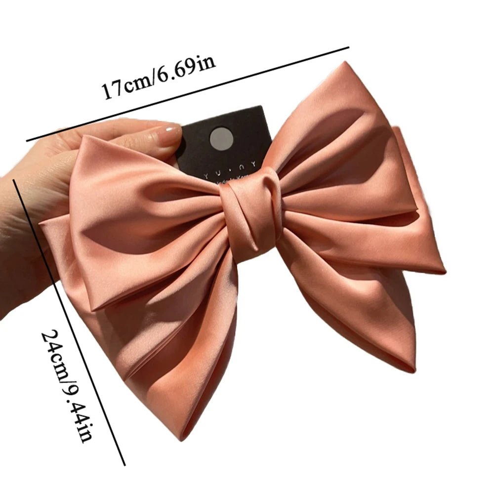 Female Satin Bow Hairpin Ponytail Clip Two - layer Bowknot Ribbon Spring Clip Temperament Accessories Korean Fashion Elegant - PratSN