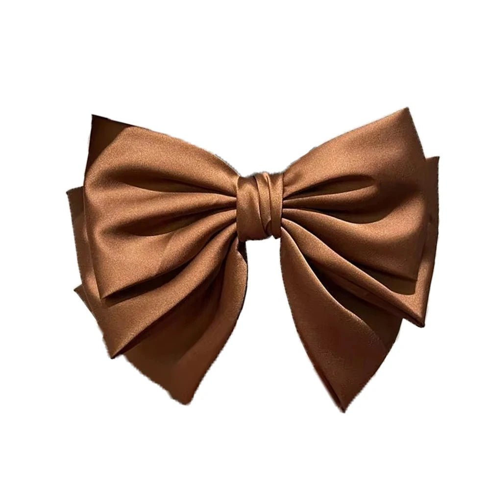 Female Satin Bow Hairpin Ponytail Clip Two - layer Bowknot Ribbon Spring Clip Temperament Accessories Korean Fashion Elegant - PratSN
