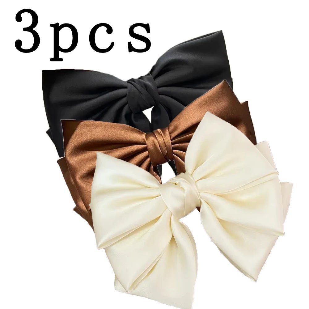Female Satin Bow Hairpin Ponytail Clip Two - layer Bowknot Ribbon Spring Clip Temperament Accessories Korean Fashion Elegant - PratSN