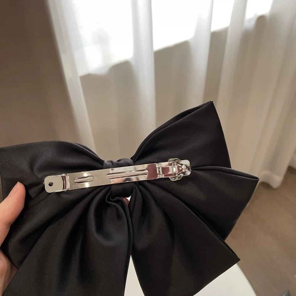 Female Satin Bow Hairpin Ponytail Clip Two - layer Bowknot Ribbon Spring Clip Temperament Accessories Korean Fashion Elegant - PratSN