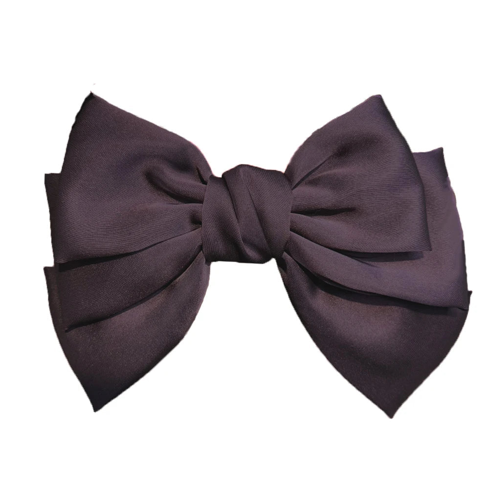 Female Satin Bow Hairpin Ponytail Clip Two - layer Bowknot Ribbon Spring Clip Temperament Accessories Korean Fashion Elegant - PratSN