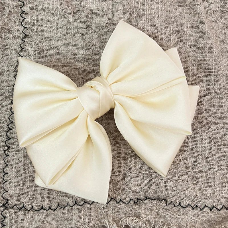 Female Satin Bow Hairpin Ponytail Clip Two - layer Bowknot Ribbon Spring Clip Temperament Accessories Korean Fashion Elegant - PratSN