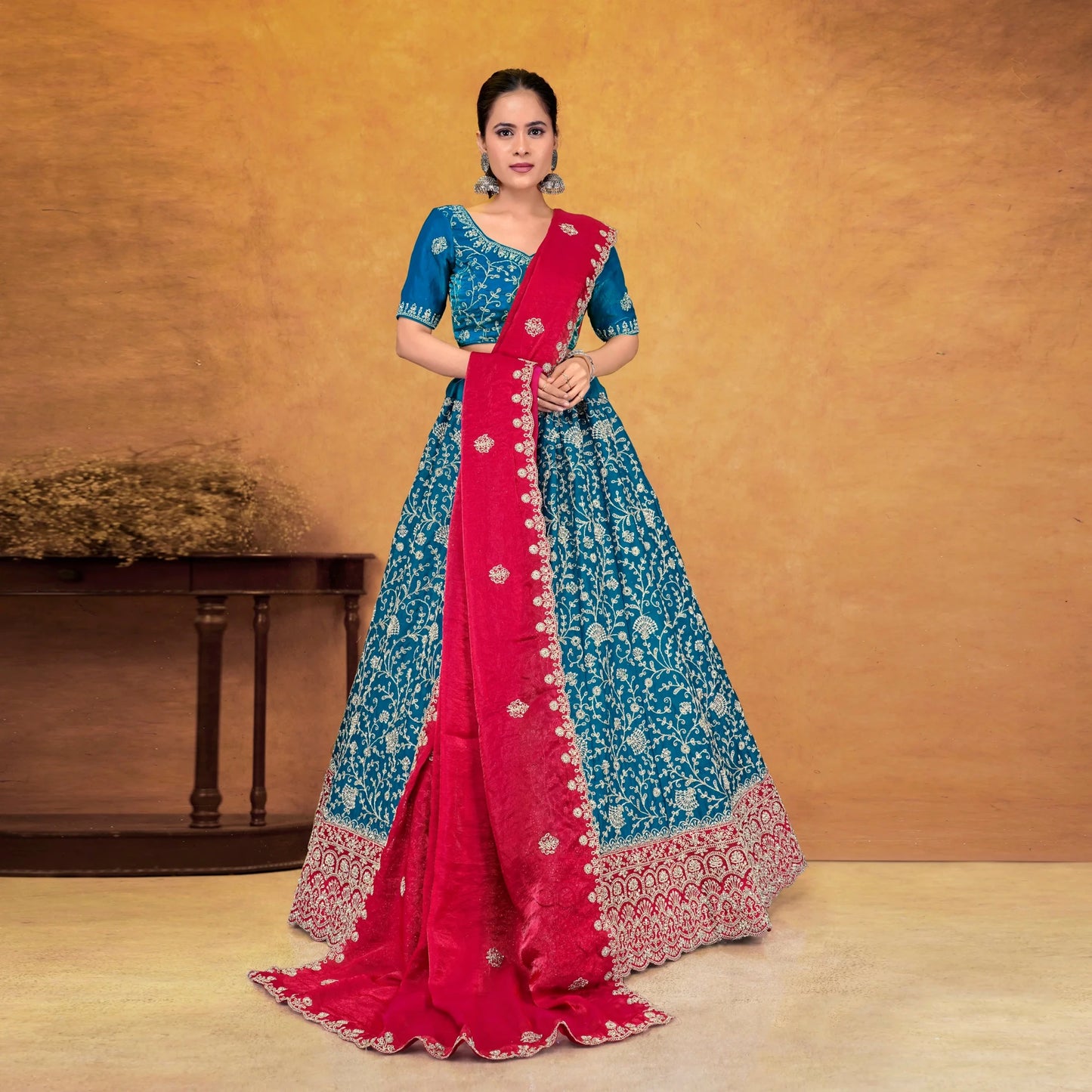Fendy Silk Lehenga Choli Artistic Thread Embellishment Wedding Graduation Prom Refined Women's Ensemble Wrinkle Free Quick Dry - PratSN