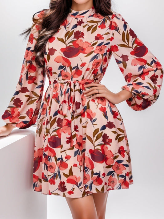 Floral Print Long Sleeve Dress - PratSN