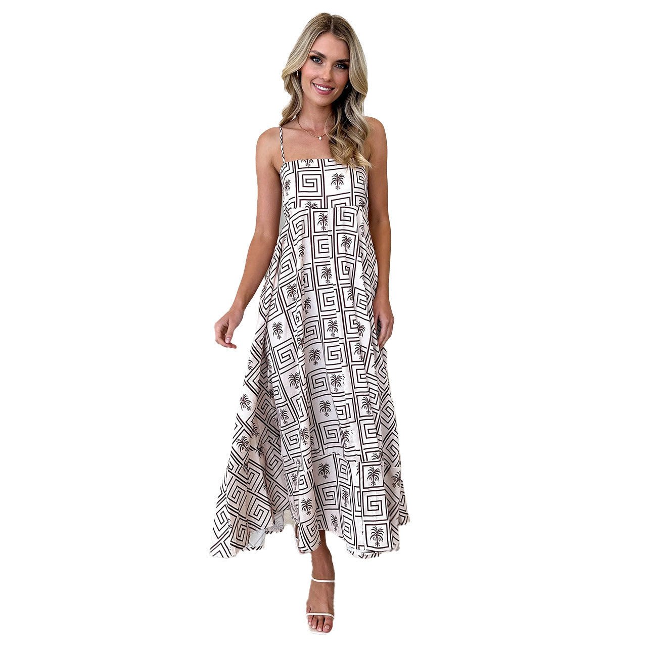 Floral Print Suspender Dress Summer Slim Fit Long Dresses For Womens Clothing - PratSN