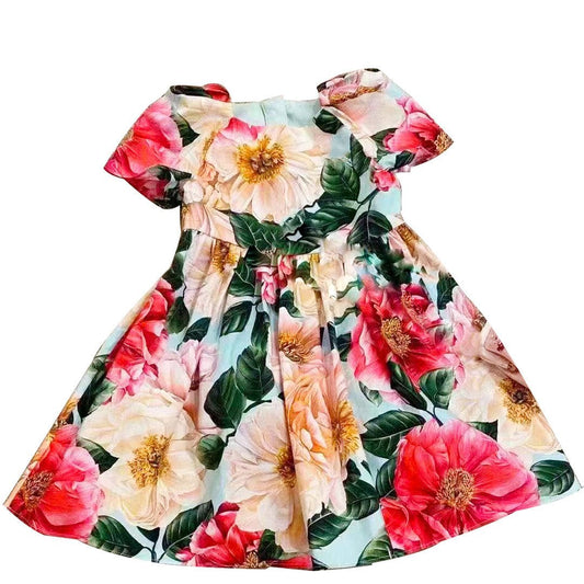 Flower Short Sleeved Girls Summer Dress - PratSN