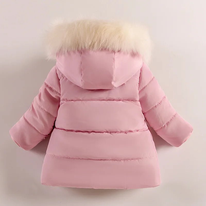 Flowers Autumn Winter Girls Jacket Fur Collar Keep Warm Little Princess Coat Hooded Zipper Baby Outerwear 1 - 5 Years Kids Clothes - PratSN
