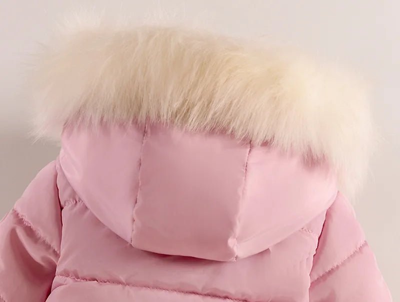 Flowers Autumn Winter Girls Jacket Fur Collar Keep Warm Little Princess Coat Hooded Zipper Baby Outerwear 1 - 5 Years Kids Clothes - PratSN