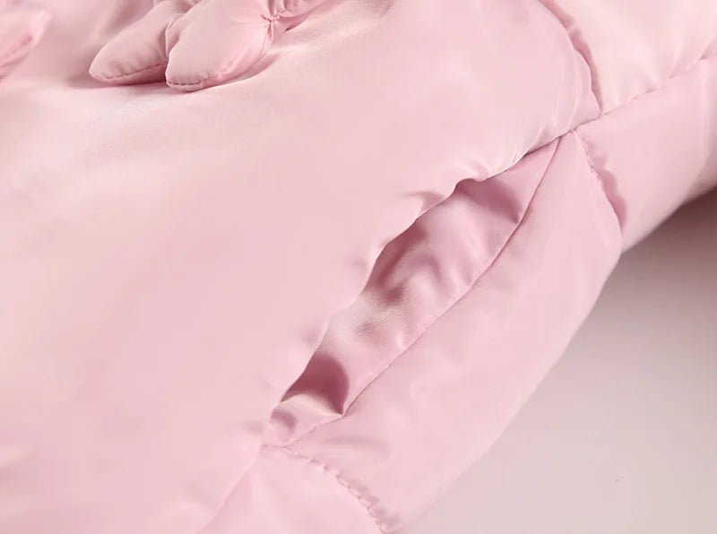 Flowers Autumn Winter Girls Jacket Fur Collar Keep Warm Little Princess Coat Hooded Zipper Baby Outerwear 1 - 5 Years Kids Clothes - PratSN
