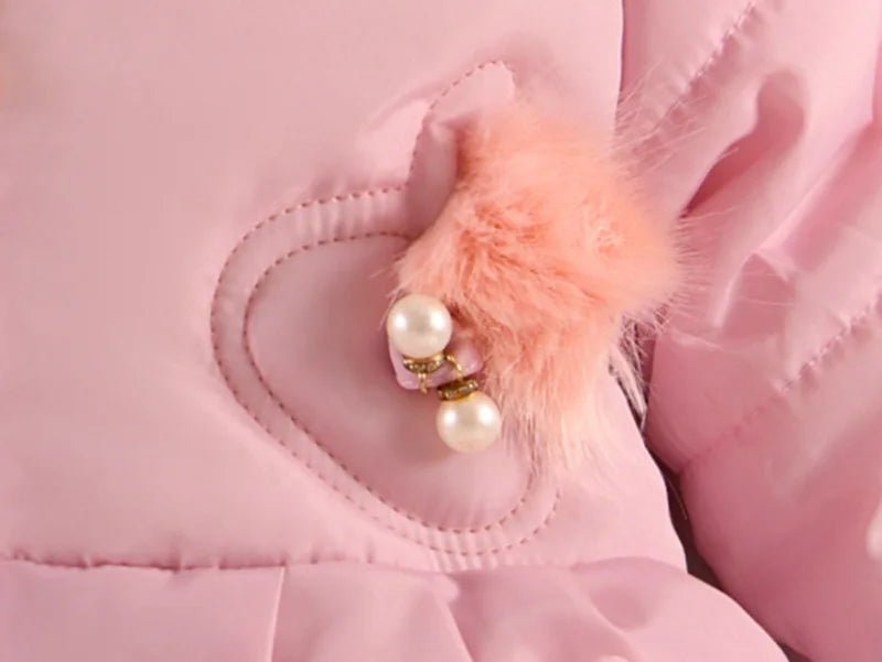 Flowers Autumn Winter Girls Jacket Fur Collar Keep Warm Little Princess Coat Hooded Zipper Baby Outerwear 1 - 5 Years Kids Clothes - PratSN