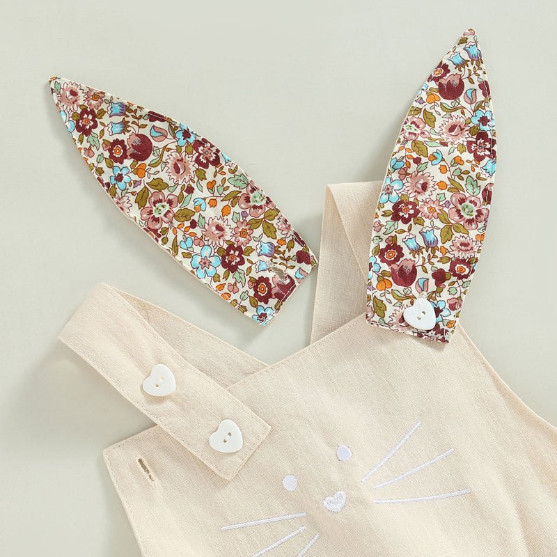 FOCUSNORM 3 Colors Lovely Toddler Girls Easter Dress 0 - 4Y Rabbit Floral Printed Ear Sleeveless Knee Length A - Line Dress - PratSN