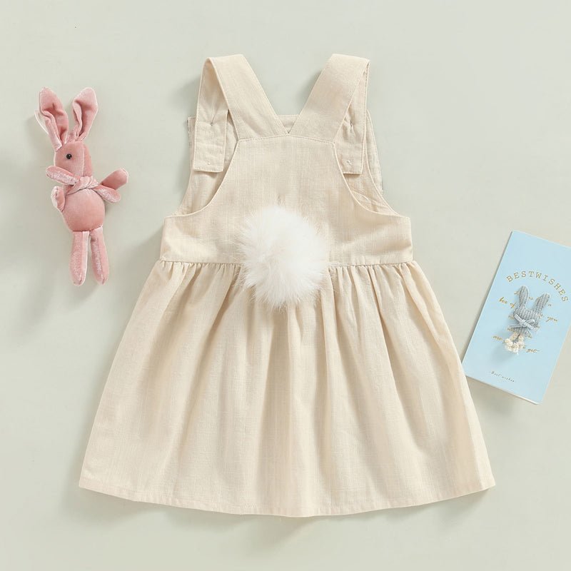 FOCUSNORM 3 Colors Lovely Toddler Girls Easter Dress 0 - 4Y Rabbit Floral Printed Ear Sleeveless Knee Length A - Line Dress - PratSN