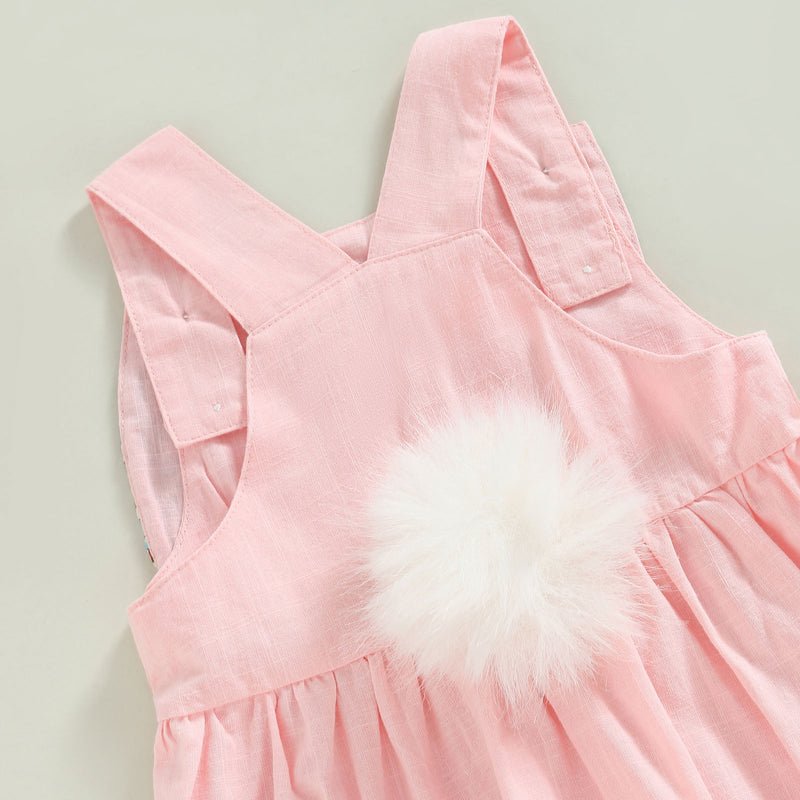 FOCUSNORM 3 Colors Lovely Toddler Girls Easter Dress 0 - 4Y Rabbit Floral Printed Ear Sleeveless Knee Length A - Line Dress - PratSN