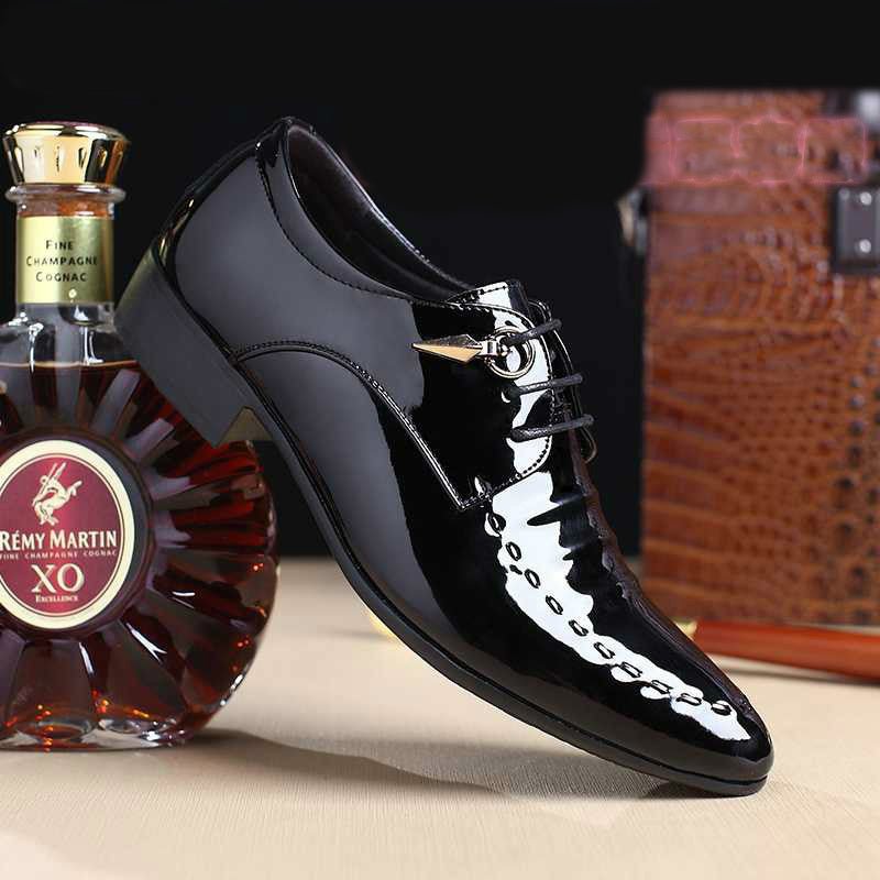 Formal Mens Dress Shoes Genuine Leather Black Luxury Wedding Shoes Men Flats Office Oxfords - PratSN