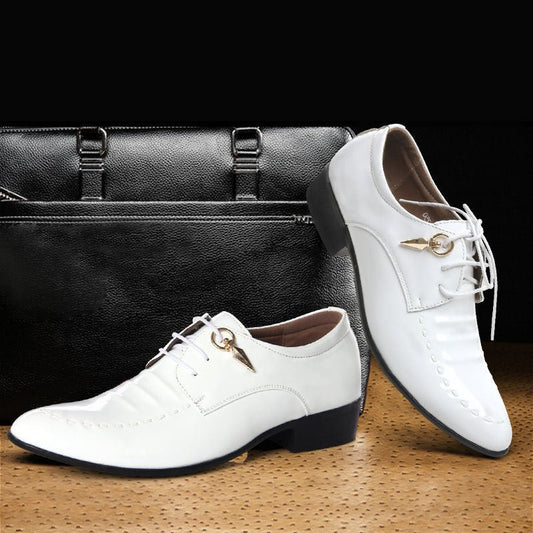 Formal Mens Dress Shoes Genuine Leather Black Luxury Wedding Shoes Men Flats Office Oxfords - PratSN