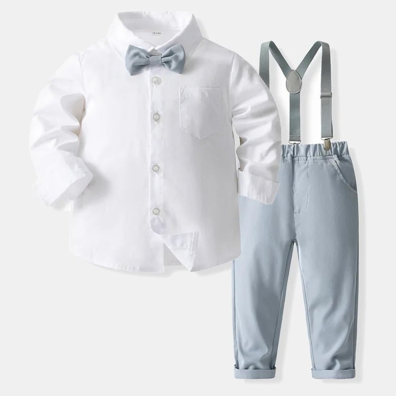 Formal Wedding Clothing Sets for Baby Boy Outfit Infant 3 6 12 18 24M Bodysuit Suspender Suit Toddler Kid Birthday Party Costume - PratSN