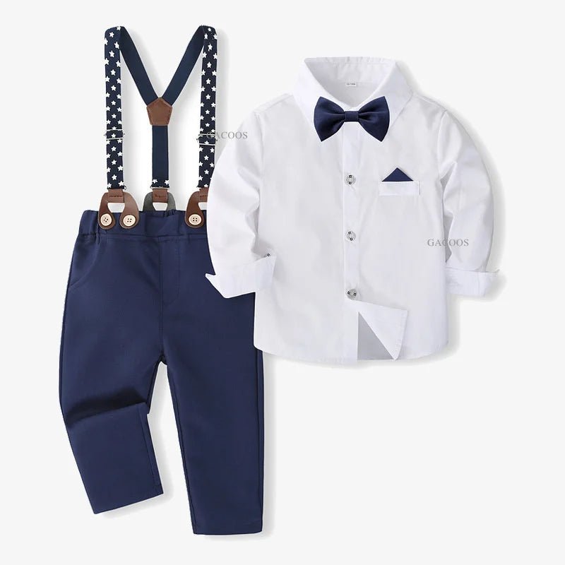 Formal Wedding Clothing Sets for Baby Boy Outfit Infant 3 6 12 18 24M Bodysuit Suspender Suit Toddler Kid Birthday Party Costume - PratSN