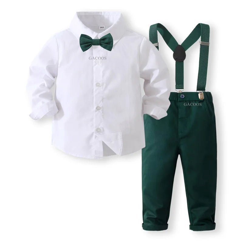 Formal Wedding Clothing Sets for Baby Boy Outfit Infant 3 6 12 18 24M Bodysuit Suspender Suit Toddler Kid Birthday Party Costume - PratSN