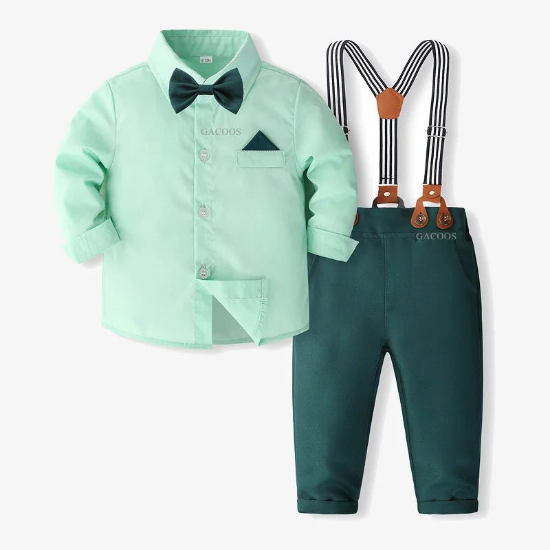 Formal Wedding Clothing Sets for Baby Boy Outfit Infant 3 6 12 18 24M Bodysuit Suspender Suit Toddler Kid Birthday Party Costume - PratSN