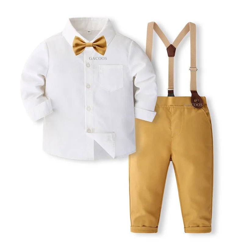 Formal Wedding Clothing Sets for Baby Boy Outfit Infant 3 6 12 18 24M Bodysuit Suspender Suit Toddler Kid Birthday Party Costume - PratSN