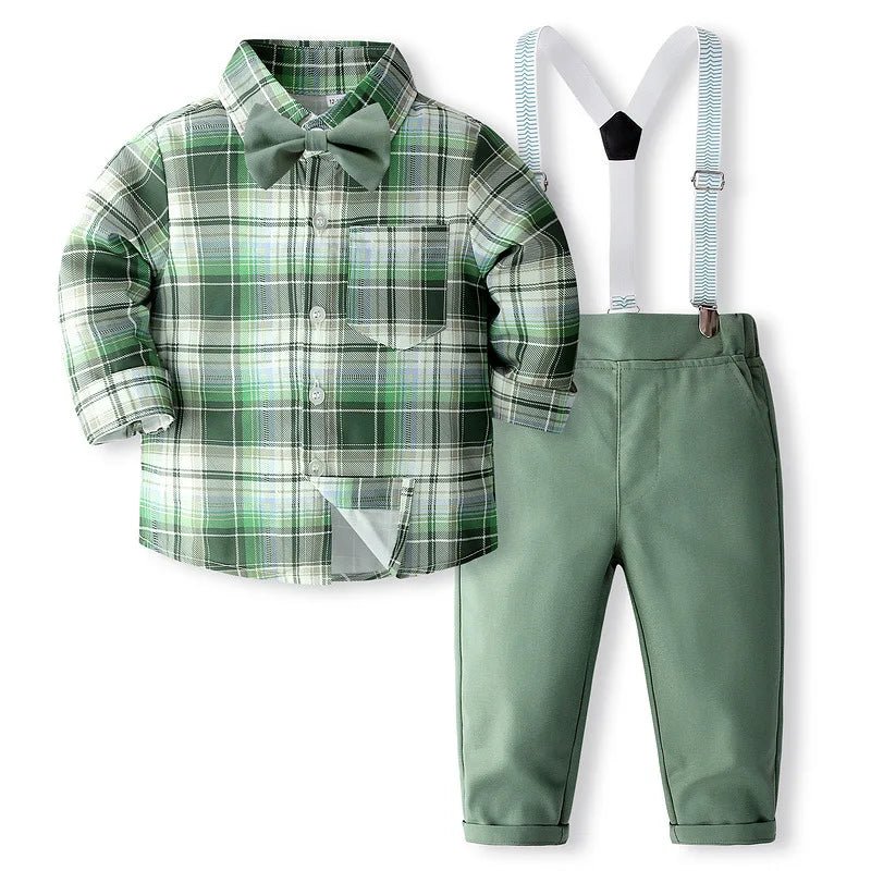 Formal Wedding Clothing Sets for Baby Boy Outfit Infant 3 6 12 18 24M Bodysuit Suspender Suit Toddler Kid Birthday Party Costume - PratSN