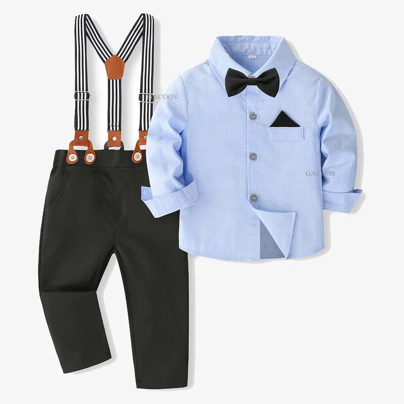 Formal Wedding Clothing Sets for Baby Boy Outfit Infant 3 6 12 18 24M Bodysuit Suspender Suit Toddler Kid Birthday Party Costume - PratSN