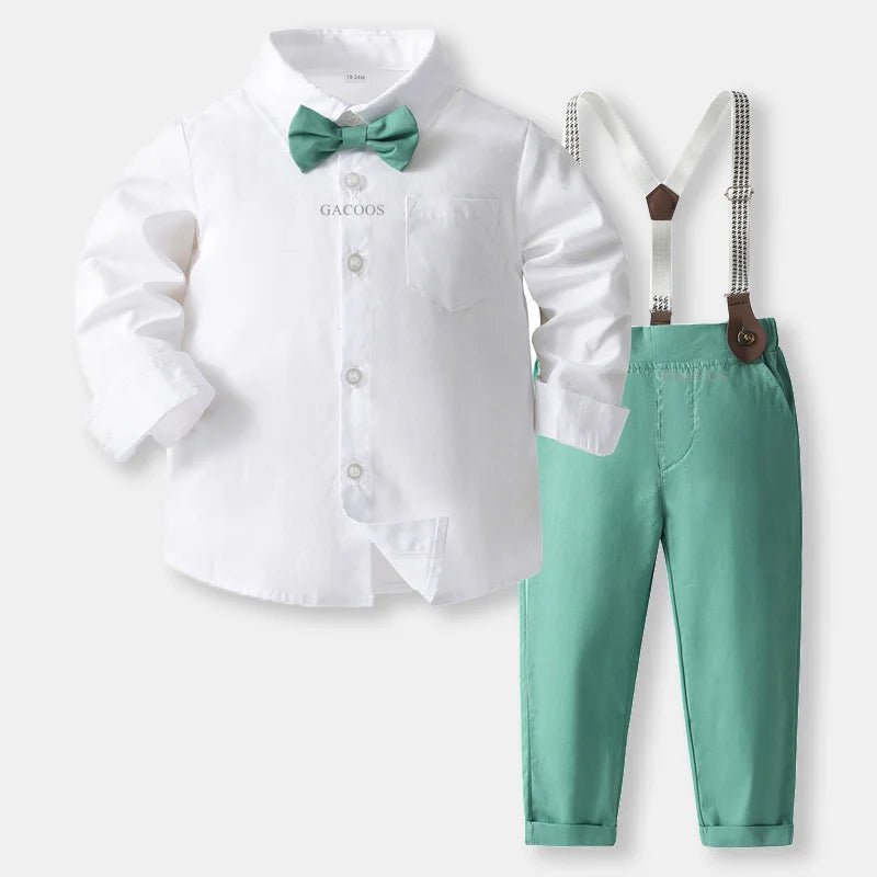 Formal Wedding Clothing Sets for Baby Boy Outfit Infant 3 6 12 18 24M Bodysuit Suspender Suit Toddler Kid Birthday Party Costume - PratSN