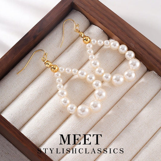 French Classic Style Long Pearl Stud Earrings - PratSN