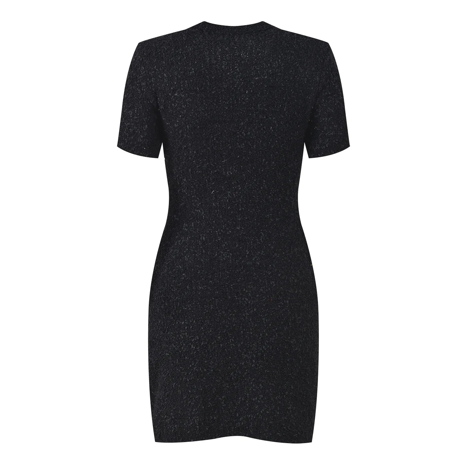 French Style Luxury Rhinestone O - neck 2025 Lady Short Sleeve Wear Women Slim Fitted Knit Mini Dress - PratSN