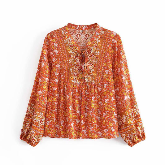 French Vintage Lot Print Long Sleeve Shirt - PratSN