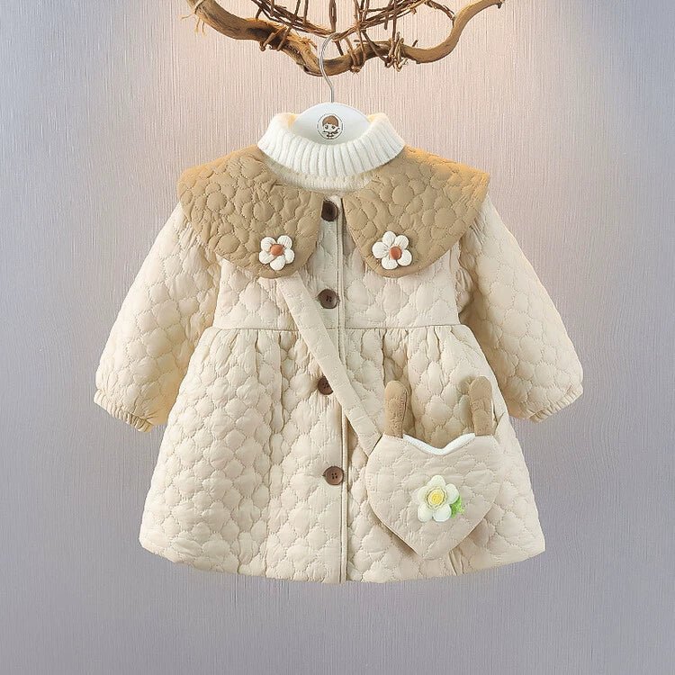 Girl 2 Children Fleece - lined Small Cotton - Padded Clothes Birthday Party 1 Baby Girl Coat 3 Children 2 Cotton - Padded Children Clothes Fashionable Winter Clothes Baby Quilt Coat Go out - PratSN
