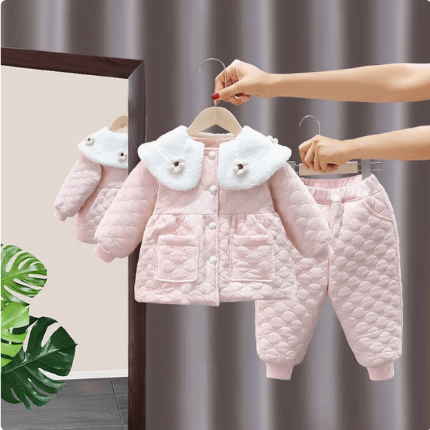 Girl 2 Children Fleece - lined Small Cotton - Padded Clothes Birthday Party 1 Baby Girl Coat 3 Children 2 Cotton - Padded Children Clothes Fashionable Winter Clothes Baby Quilt Coat Go out - PratSN