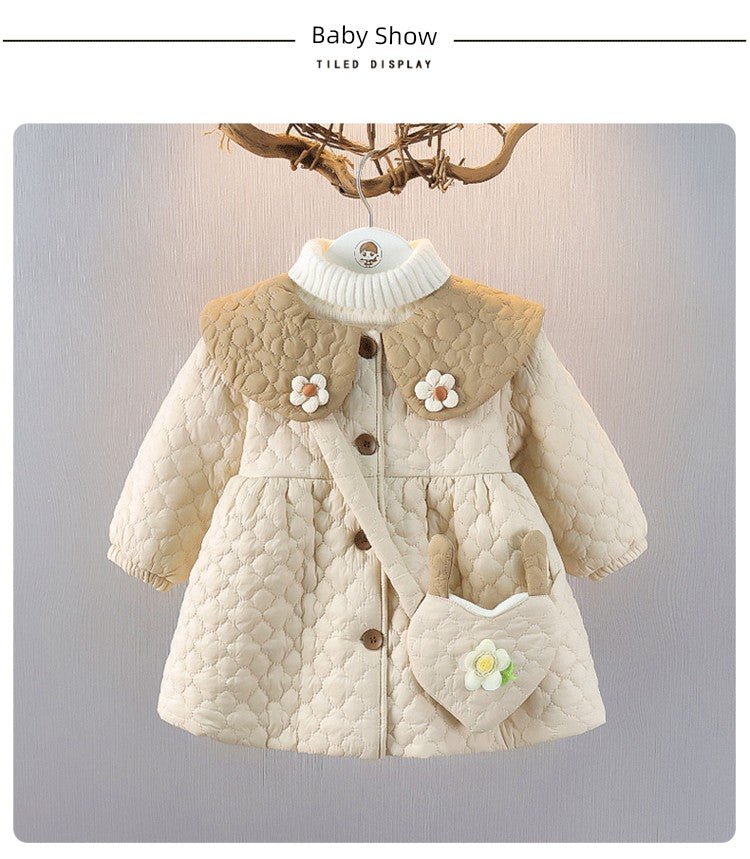 Girl 2 Children Fleece - lined Small Cotton - Padded Clothes Birthday Party 1 Baby Girl Coat 3 Children 2 Cotton - Padded Children Clothes Fashionable Winter Clothes Baby Quilt Coat Go out - PratSN