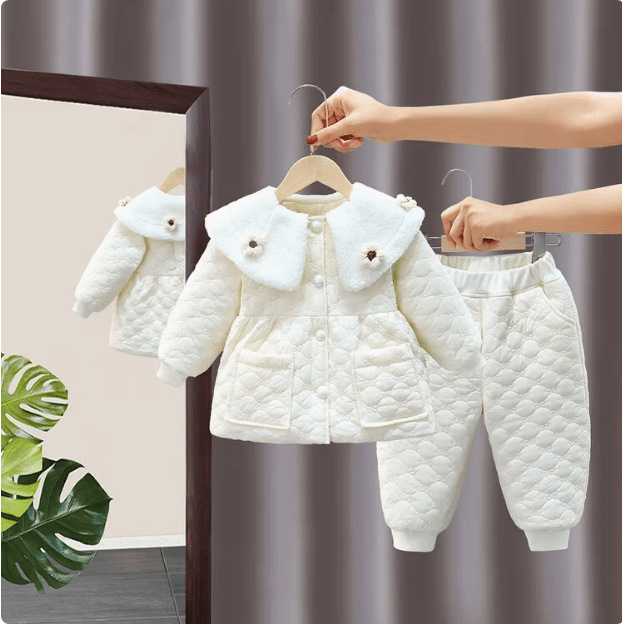 Girl 2 Children Fleece - lined Small Cotton - Padded Clothes Birthday Party 1 Baby Girl Coat 3 Children 2 Cotton - Padded Children Clothes Fashionable Winter Clothes Baby Quilt Coat Go out - PratSN