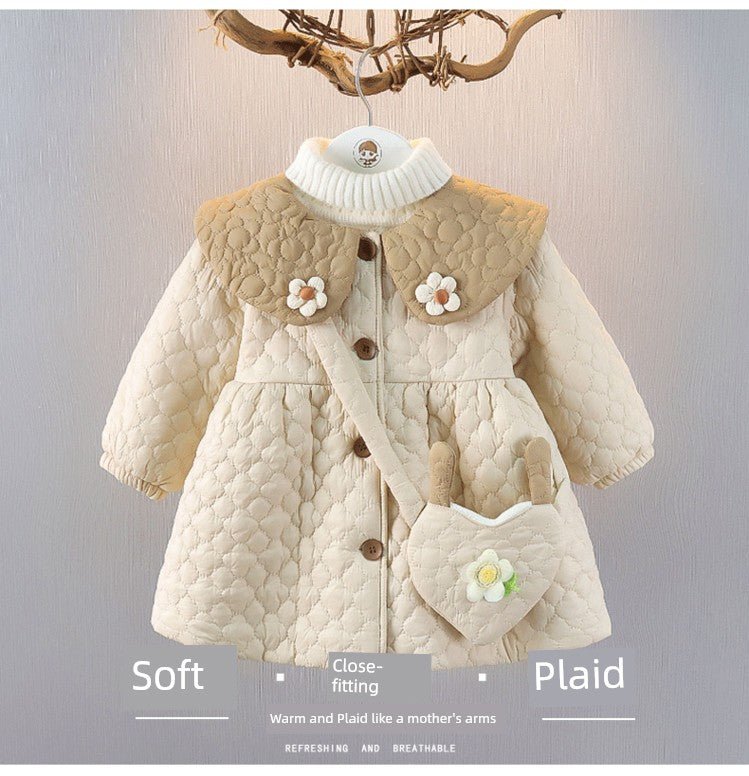 Girl 2 Children Fleece - lined Small Cotton - Padded Clothes Birthday Party 1 Baby Girl Coat 3 Children 2 Cotton - Padded Children Clothes Fashionable Winter Clothes Baby Quilt Coat Go out - PratSN