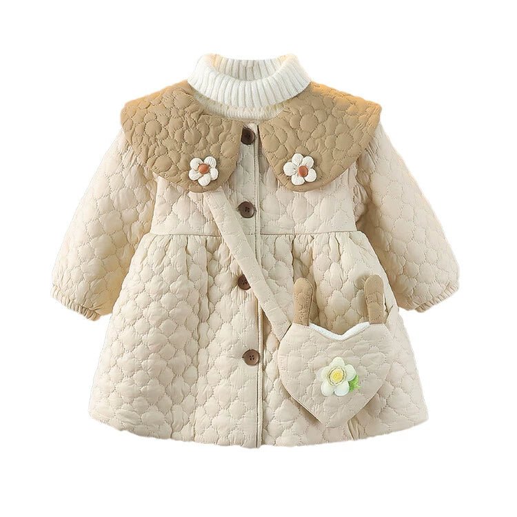 Girl 2 Children Fleece - lined Small Cotton - Padded Clothes Birthday Party 1 Baby Girl Coat 3 Children 2 Cotton - Padded Children Clothes Fashionable Winter Clothes Baby Quilt Coat Go out - PratSN