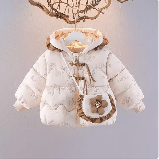 Girl 2 Children Fleece - lined Small Cotton - Padded Clothes Birthday Party 1 Baby Girl Coat 3 Children 2 Cotton - Padded Children Clothes Fashionable Winter Clothes Baby Quilt Coat Go out - PratSN