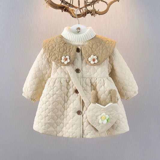 Girl 2 Children Fleece - lined Small Cotton - Padded Clothes Birthday Party 1 Baby Girl Coat 3 Children 2 Cotton - Padded Children Clothes Fashionable Winter Clothes Baby Quilt Coat Go out - PratSN