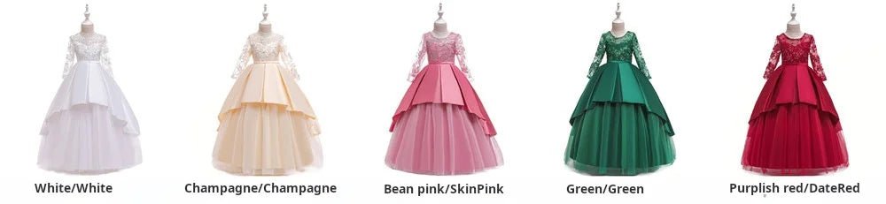 Girl Birthday Dress Autumn, Spring, Winter Princess Skirt Wedding Host Evening Dress Catwalk Dress - PratSN