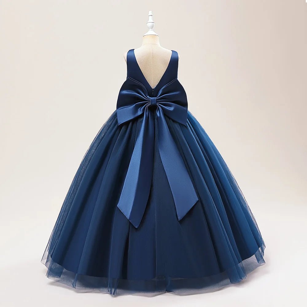 Girl Long White Bridesmaid Dresses For Wedding Prom Gown Big Bow Girls Party Dress Kids First Communiom Formal Evening Vestidos - PratSN