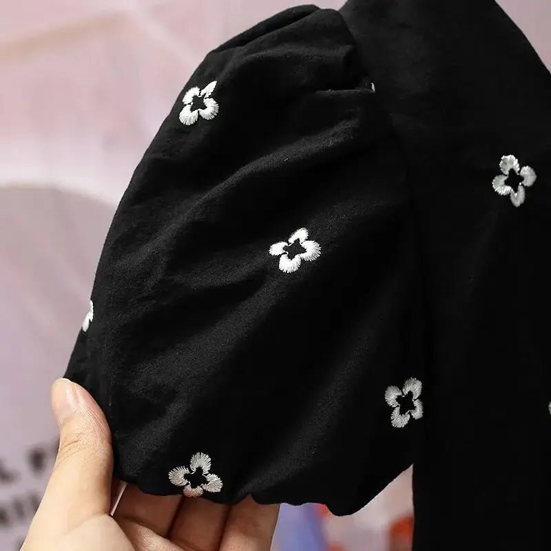 Girls Baby Dress Summer 2025 New Children's Short Sleeve Dress Little Girls Korean Princess Dress Fashion Black Dress2 - 9Y - PratSN