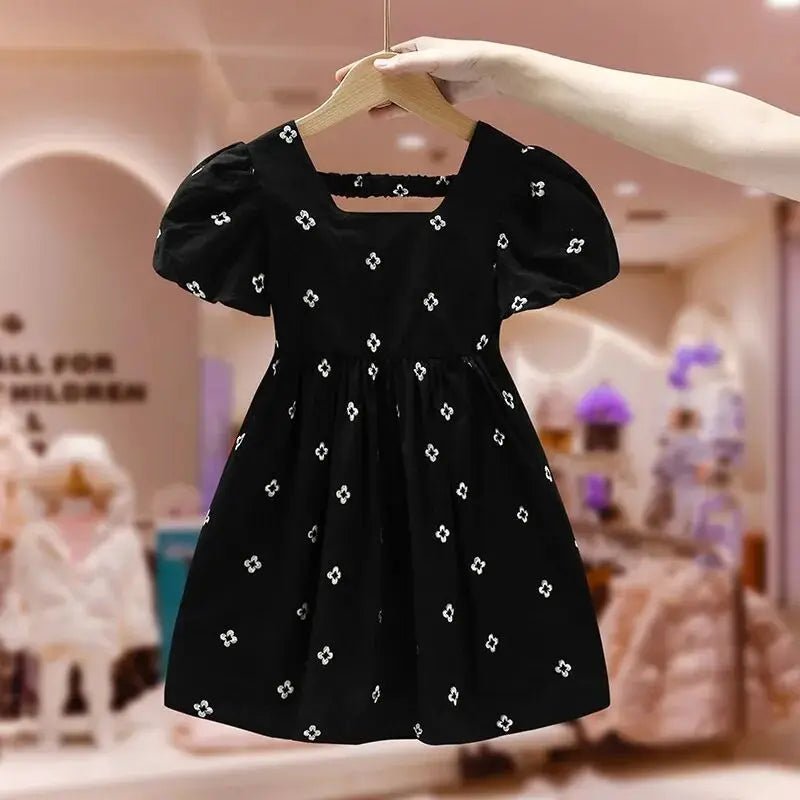 Girls Baby Dress Summer 2025 New Children's Short Sleeve Dress Little Girls Korean Princess Dress Fashion Black Dress2 - 9Y - PratSN
