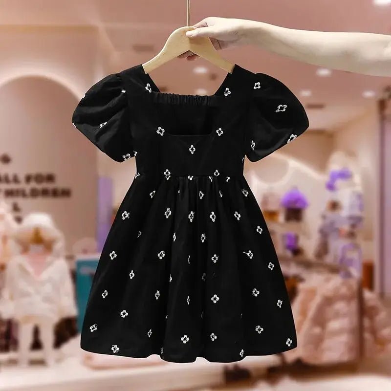 Girls Baby Dress Summer 2025 New Children's Short Sleeve Dress Little Girls Korean Princess Dress Fashion Black Dress2 - 9Y - PratSN