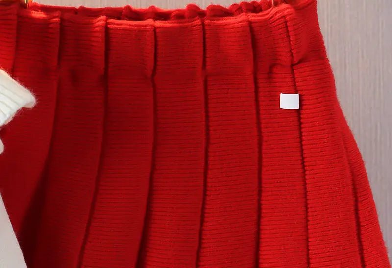 Girls' Baby Sweater Set Spring and Autumn Outwear Dress Children's Thickened Knitted Top Versatile Princess Dress - PratSN
