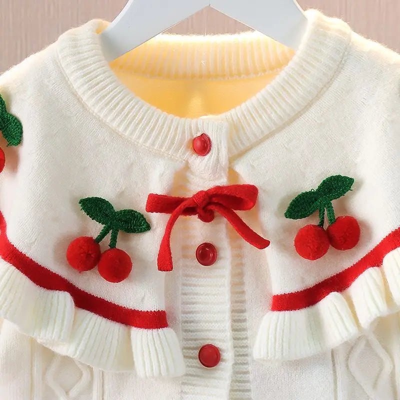 Girls' Baby Sweater Set Spring and Autumn Outwear Dress Children's Thickened Knitted Top Versatile Princess Dress - PratSN