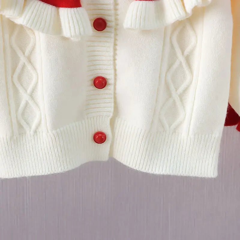 Girls' Baby Sweater Set Spring and Autumn Outwear Dress Children's Thickened Knitted Top Versatile Princess Dress - PratSN