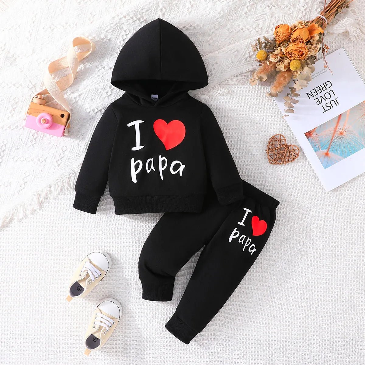 Girls Boy 3 - 24 Months Cute Letter Long Sleeve Hoodie Tee Long Pants Outfit Toddler Infant Clothing Set Fashion Kids Wear - PratSN
