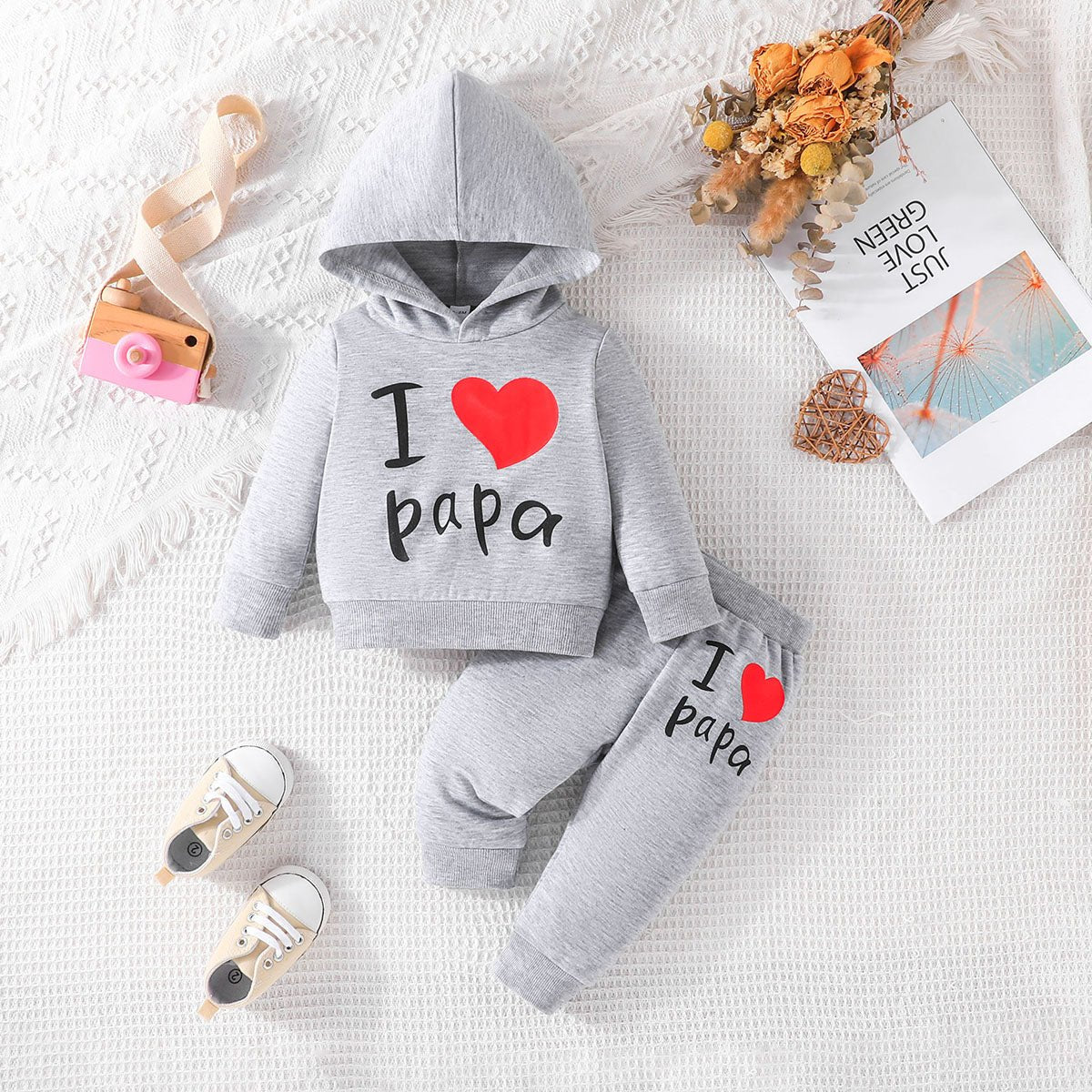 Girls Boy 3 - 24 Months Cute Letter Long Sleeve Hoodie Tee Long Pants Outfit Toddler Infant Clothing Set Fashion Kids Wear - PratSN